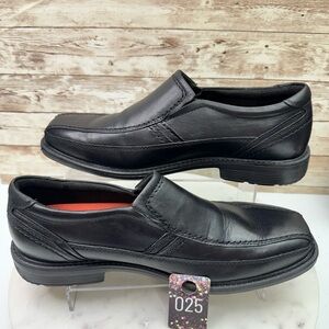 EUC - ROCKPORT Men's SL2 BIKE - A13019 Black LEATHER LOAFERS Sz 9  # 025